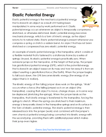 Elastic Potential Energy Worksheet