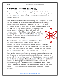 Chemical Potential Energy Worksheet