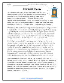 Electrical Energy Worksheet