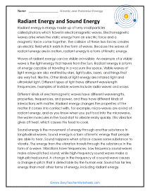 Radiant and Sound Energy Worksheet