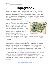 Topography Worksheet