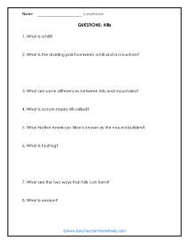 Hill Question Worksheet