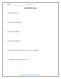 Plains Question Worksheet