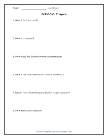 Canyon Question Worksheet