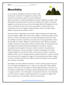 Mountains Worksheet