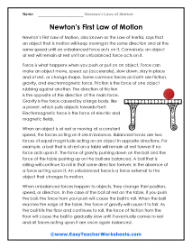 First Law Worksheet
