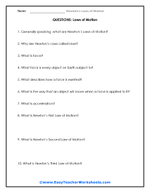 The Laws Question Worksheet