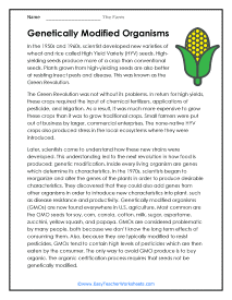 Genetically Modified Organisms Worksheet