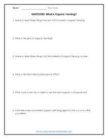 Organic Farming Question Worksheet