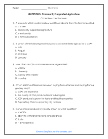 Community Agriculture Question Worksheet