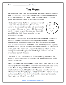 Moon Reading Worksheet