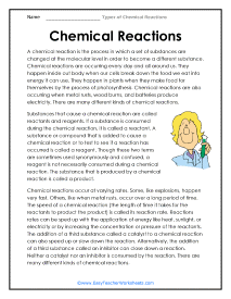 What Are Reactions Worksheet