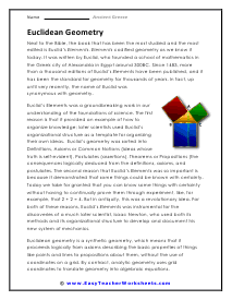 Euclidean Geometry Worksheet