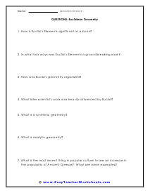 Euclidean Geometry Question Worksheet