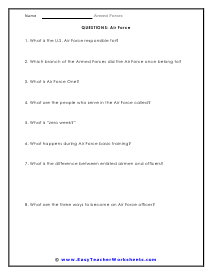 Air Force Question Worksheet