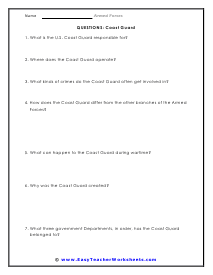 Coast Guard Question Worksheet
