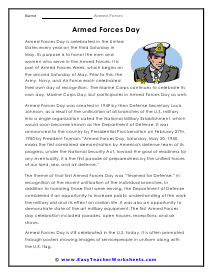 Armed Forces Day Worksheet