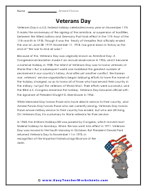 Veterans Day Worksheet