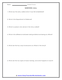 Army Question Worksheet