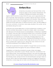 Antarctica Reading Worksheet