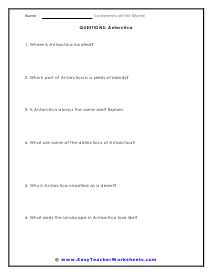 Antarctica Question Worksheet