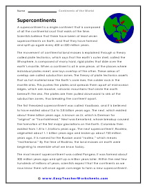 Supercontinents Worksheet