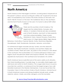 North America Worksheet