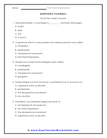 The Great Depression Worksheets