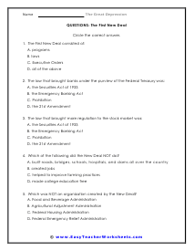 The Great Depression Worksheets