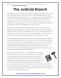 The Judicial Branch Worksheets