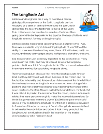 Longitude Act Reading Worksheet