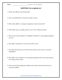 Longitude Act Question Worksheet