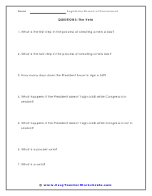 The Veto Question Worksheet