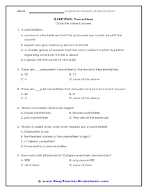 Committee Question Worksheet