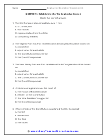 Establishment Multiple Choice Worksheet