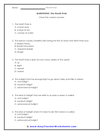 North Pole Reading Worksheet Worksheet