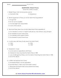 Robert Peary Question Worksheet