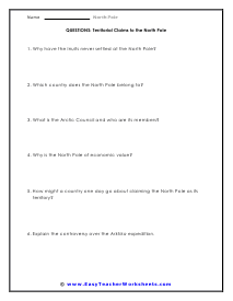 Territorial Claims Question Worksheet