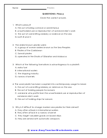 Piracy Multiple Choice Worksheet