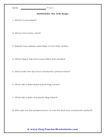 Jolly Roger Short Answer Worksheet