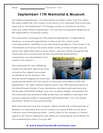 The Attacks of September 11th Worksheets