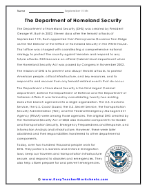 The Attacks of September 11th Worksheets