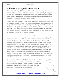 Climate Change in Antarctica Worksheet