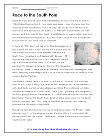 Race to the South Pole Worksheet