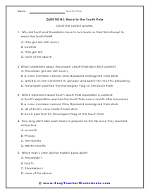Race to the South Pole Question Worksheet