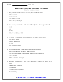 Amundsen-Scott's Station Question Worksheet