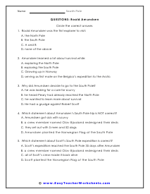 Roald Amundsen Question Worksheet