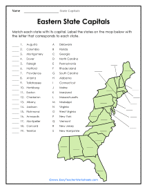 Free Printable List of States and Capitals