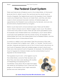 Federal Court System Reading Worksheet