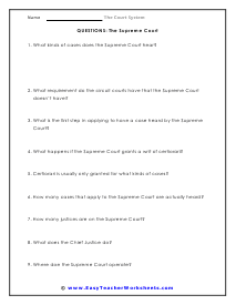 Supreme Court Question Worksheet
